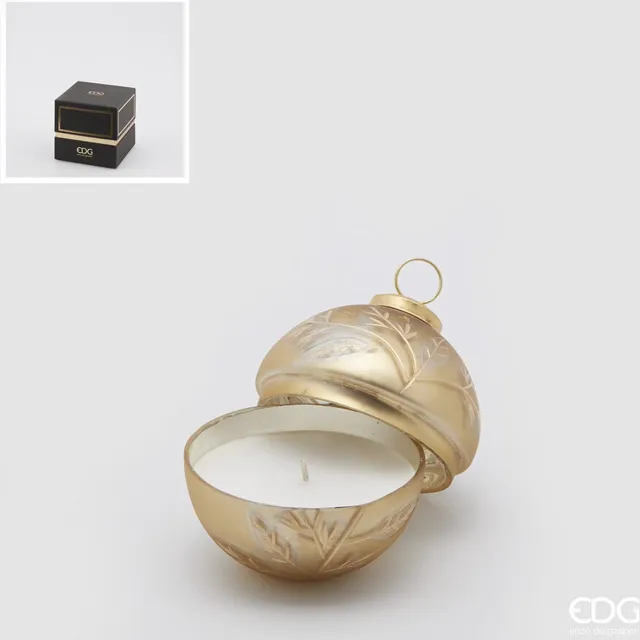 EDG - Enzo De Gasperi Glazen kerstbalkaars goud met bladeren D8
