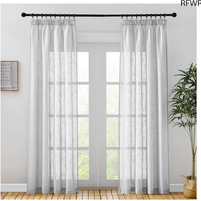 RFWR Moderne gordijnen set van 2, lichtgrijs, 220 x 140 cm, half-transparant met plooiband