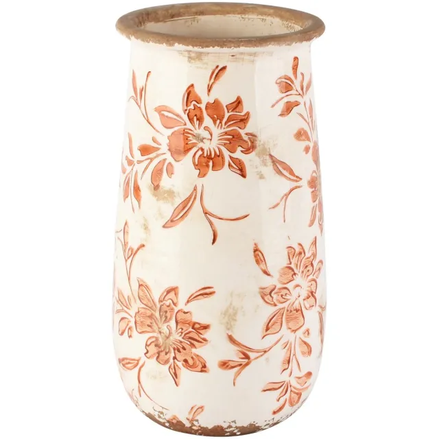 dekoratief Deco vaas 'Rustic Petals', keramiek, 15x15x26cm | A265464 wit