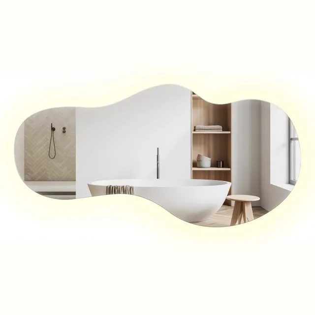 TULUP Spiegel LED - Asymmetrische Spiegel LED - 45 cm x 90 cm - Neutraal Wit 4000K - Organisch Spiegel met Licht - Grote Organische Spiegel LED - Wandspiegel Slaapkamer Organisch LED