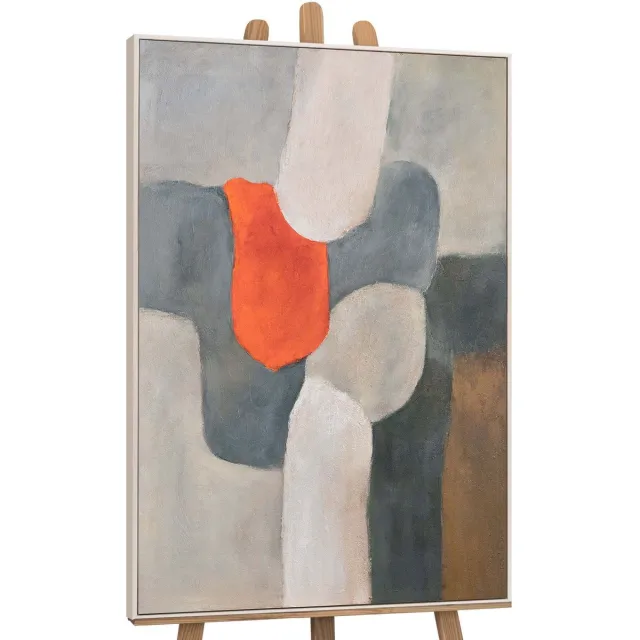 YS Canvas schilderij 140x100 cm handgeschilderd brandend eiland – YS-Art Gallery – Lijst: Beige – Luxe wanddecoratie