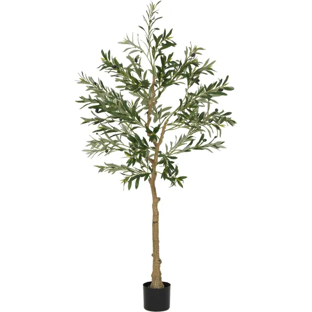 Homcom Kunstmatige Olijfboom 150 cm in Pot - Kunstplant - Kunstboom - Nepplant voor Binnen - Groen