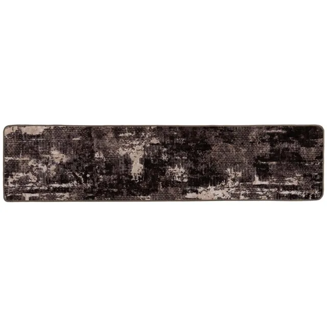 vidaXL Tapijt - Runner - MARSA - Zwart - en - Wit - 80 - x - 450 - cm - Polyester - en - PVC