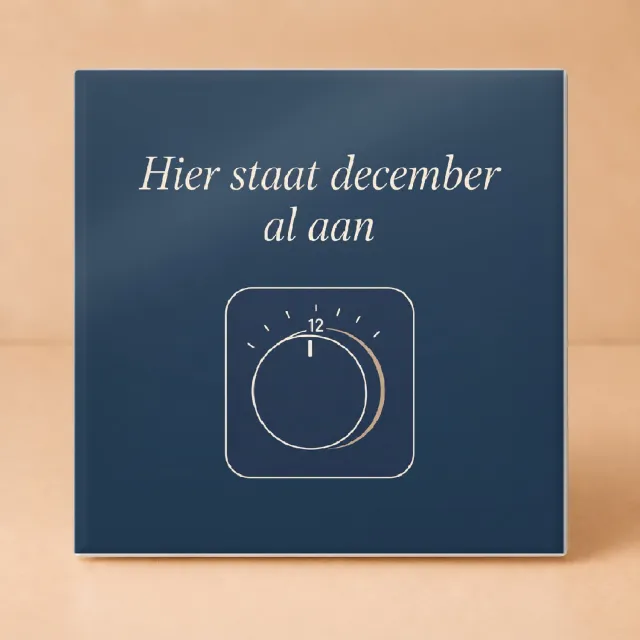 Bedruk King Minimalistische Decembermodus Tegel – Stijlvolle One-Line Art Wanddecoratie voor Winterliefhebbers - 11 x 11 cm Wit