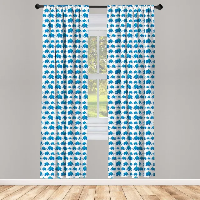 ABAKUHAUS olifant – gordijnen – 2x75x175 cm – blauw-wit Blauw Wit
