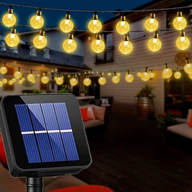 Rosnek Solar Lichtsnoer Buiten - 9,5m 50 LED Warm Wit - 1.2V - 8 Lichtmodi met Geheugen - IP65 - 7,5 m Verlicht met 2 m Snoer - Tuinverlichting Voor Tuin, Feest & Kerst