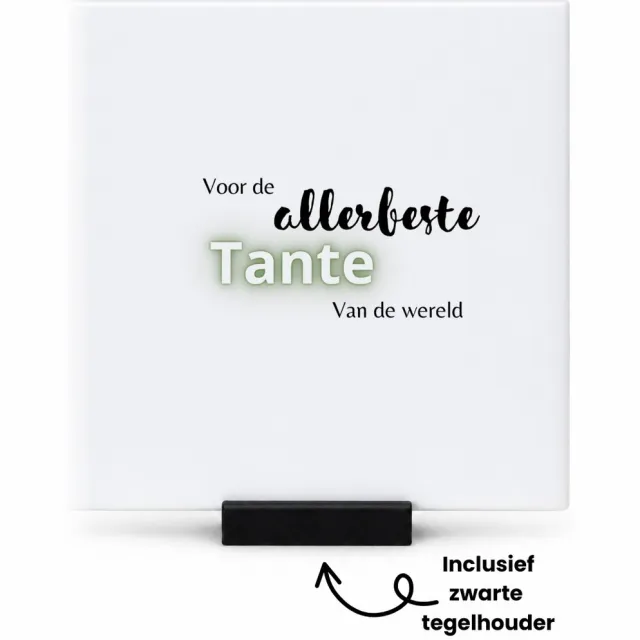 Hacebo voor de allerbeste tante van de wereld tegeltje met tegelhouder - de beste tante - tegeltjes met tekst - verjaardagscadeau - verjaardag - cadeau - cadeautje voor tante - tante artikelen - kado - geschenk - spreuktegels - 10.8x10.8 CM Wit