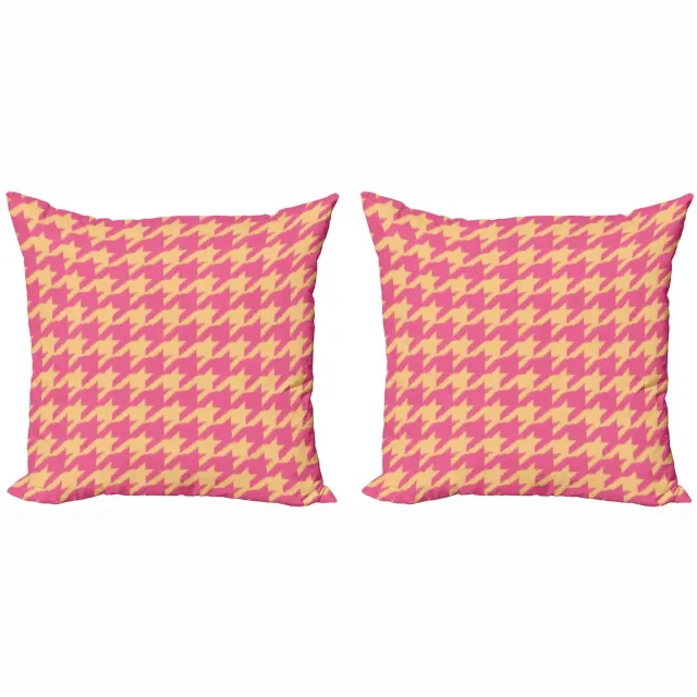ABAKUHAUS kussenhoes Hahnentrittmuster – Pastel perzik/roze, 40x40 cm Pastelkleurig Ikat