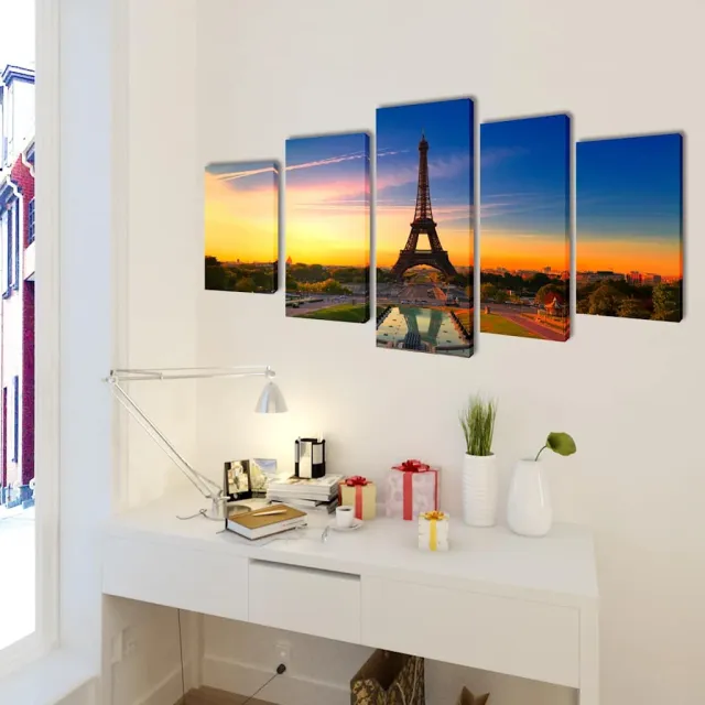 vidaXL Canvas muurdruk set Eiffel toren 200 x 100 cm Meerkleurig