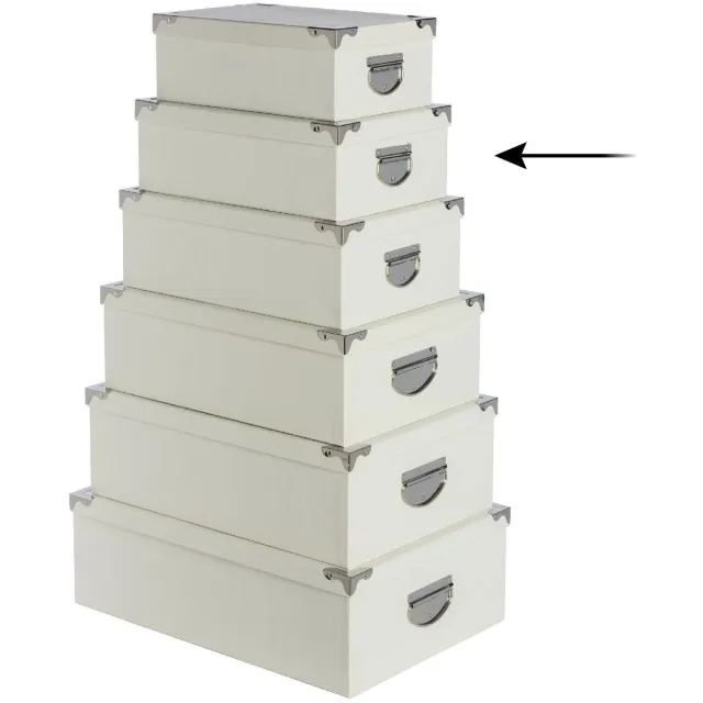 5Five® 5Five Opbergdoos/box - 4x - ivoor wit - L32 x B21.5 x H12 cm - Stevig karton - Crocobox