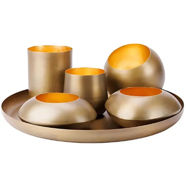 Cosy & Trendy Giftset Kaarshouders - Set van 6 stuks - Ø30xH10cm - Goud