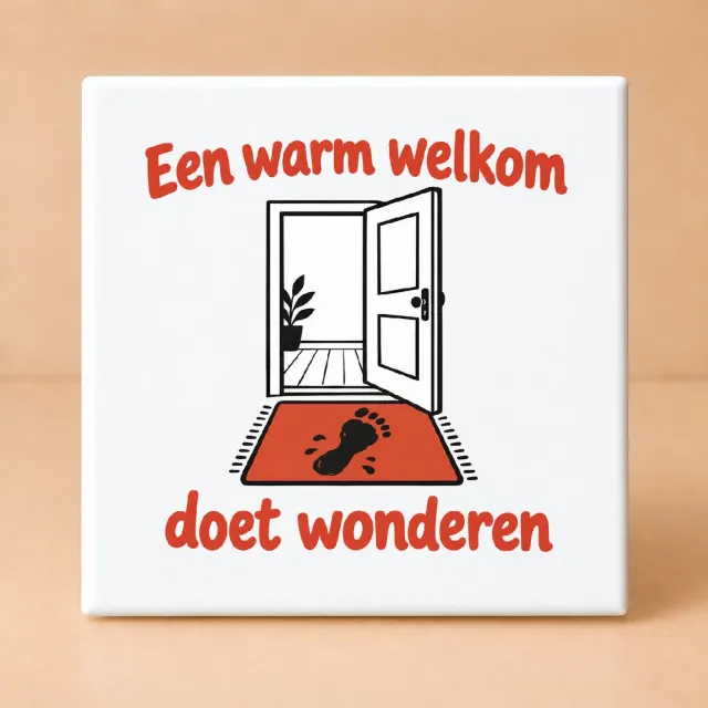 Bedruk King Elegante Warmte en Gezelligheid Tegel – Stijlvol Zwart-Wit Lijnwerk voor Huiselijke Sfeer - 15 x 15 cm