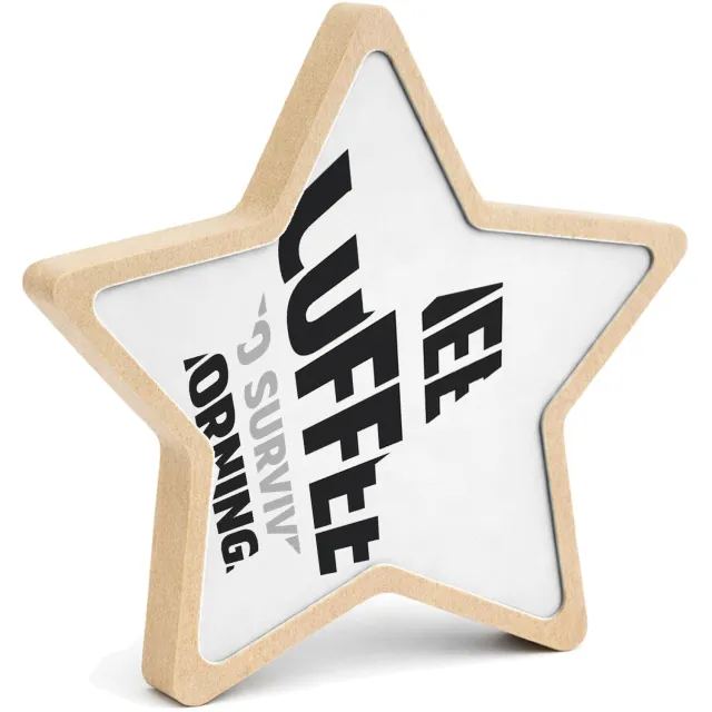Mr Cadeautjes MDF fotolijst ster 14 x 13,5 - design Minimalistische statementprint met een nuchtere, droge grap | cadeau Wit