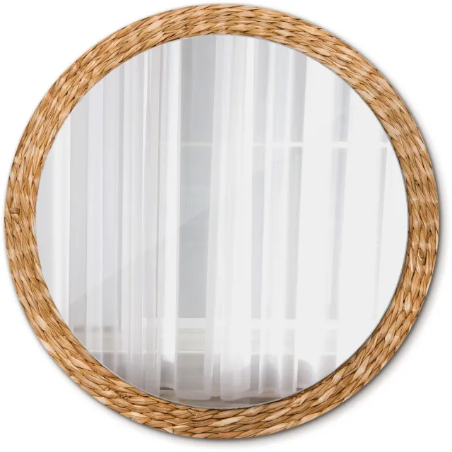 TULUP Spiegel - Ronde vorm Spiegel - op gehard Glas - Vlechtpatroon - Diameter: 100 cm - Spiegel met een sierlijk motief - Origineel cadeau - Oranje - Badkamerspiegel - Gangspiegel - Eetkamer - Make-up Spiegel - Hangspiegel Oranje Vlechtpatroon