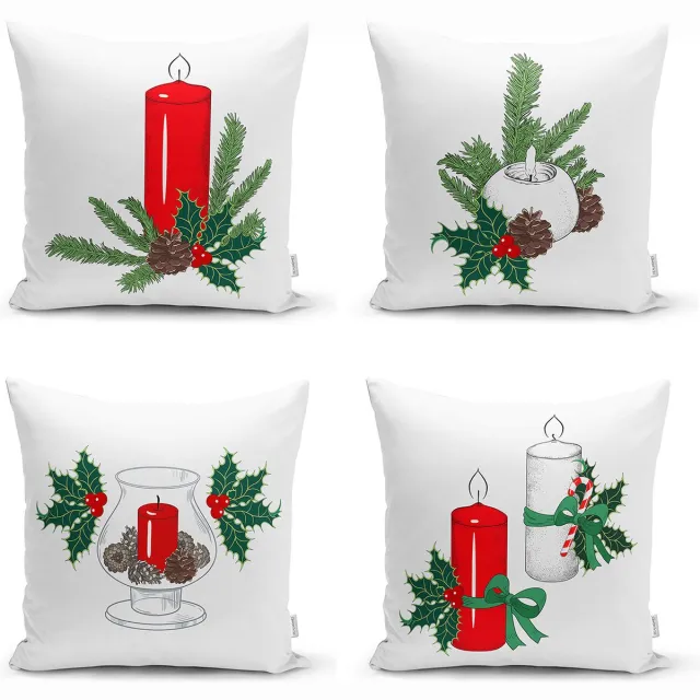 Zethome Kussenhoes Vierkant - 4 Stuks - Dubbelzijdig bedrukt - Kussenhoezen Set - Soft Touch - Geen personage - 43x43 cm Rood