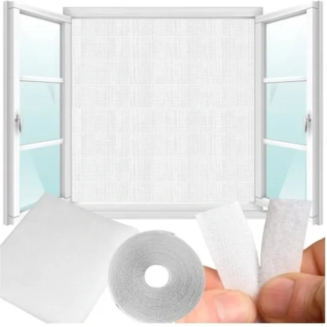 ilso Horrengaas Met Velcro Klittenband - Venster klamboe - Vliegenhor Voor Raam - Zelfklevend Raamhoor Gaas - Muggenhor Op Maat Te Knippen - Muggengaas Insectenhor Centimeter - Anti Muggen/Vliegen/Insecten Hor - 130x160cm - Wit