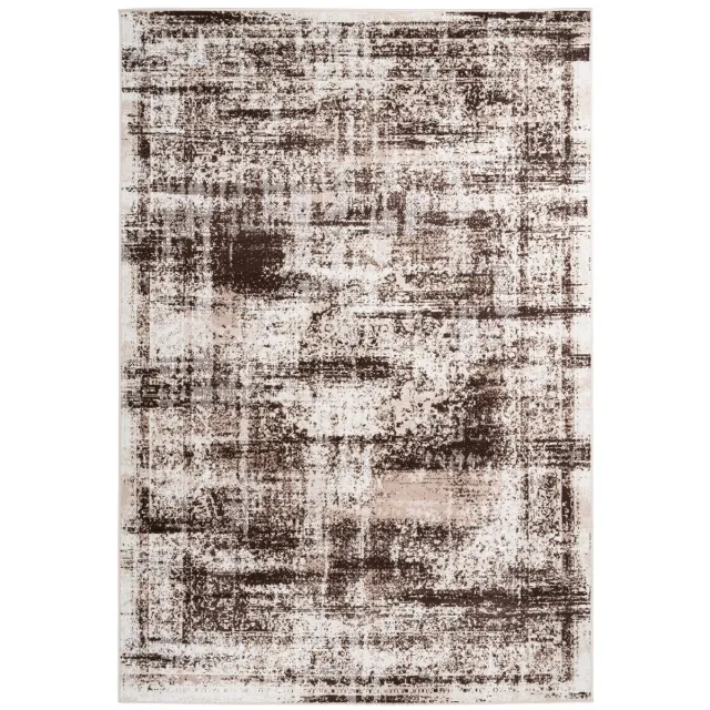 Padiro design laagpolig vloerkleed 120 x 170 cm - donkerbeige - modern abstract ontwerp - voor vloerverwarming - van polypropyleen en jute