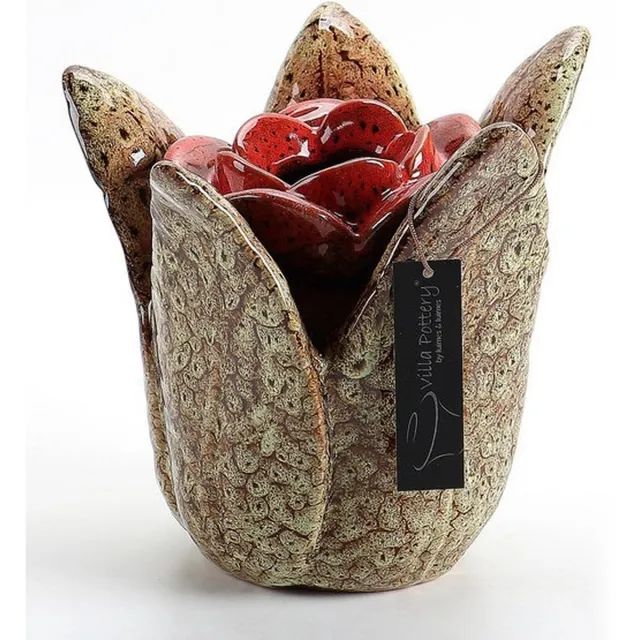 Villa Pottery Vaas Lilou groen rood 16x15xH15