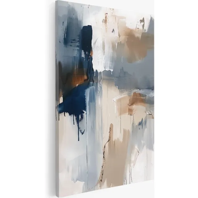 Saammp Canvas Schilderij - Abstract - Kunst - Penseelstreken - 30x40 - Foto op canvas - Wanddecoratie - Muurdecoratie Woonkamer - Slaapkamer decoratie - Canvas Print Multicolor