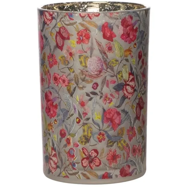 Mars & More Windlicht zara bloemen large 18cm Wit, roze en rood tinten