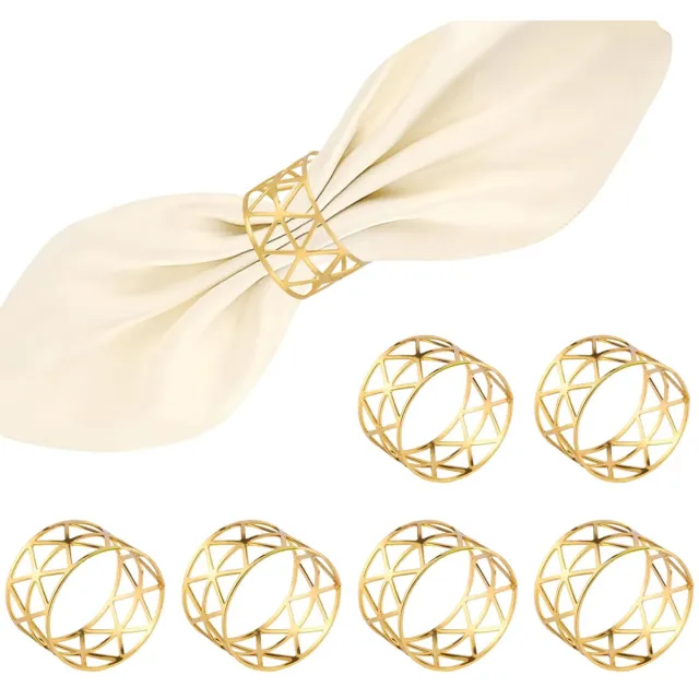 Ibenzoa Set van 6 Luxe Gouden Servetringen voor Feestelijke Tafeldecoratie en Bruiloften
