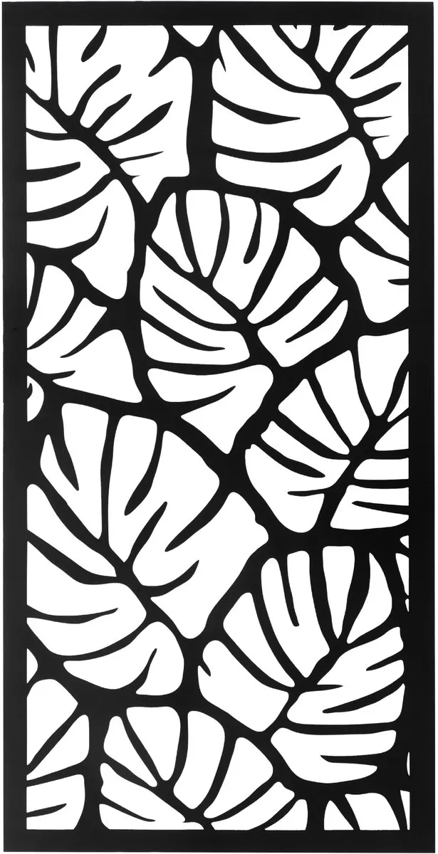 UNUS Metalen beeld palmbladeren zwart 120x60cm