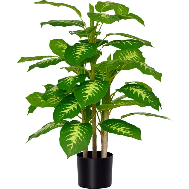 whiqutey HOMCOM Kunstplant, Plant, Cementen Pot, Binnen en Buiten, 95 cm, Groen