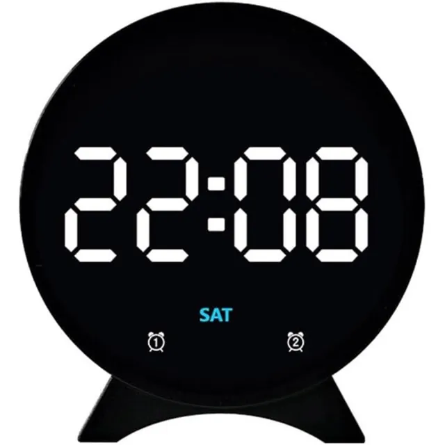 VHV Digitale Wekker met Groot LED Display - Datum, Weekdag en Temperatuur - 3 Helderheidsstanden - Zwart