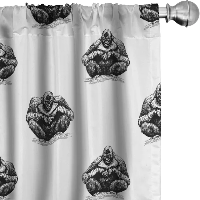 ABAKUHAUS Gorilla – Voorhangset – 2x75x225 cm – Mikrofaser – Donkergrijs & Wit Charcoal Grau