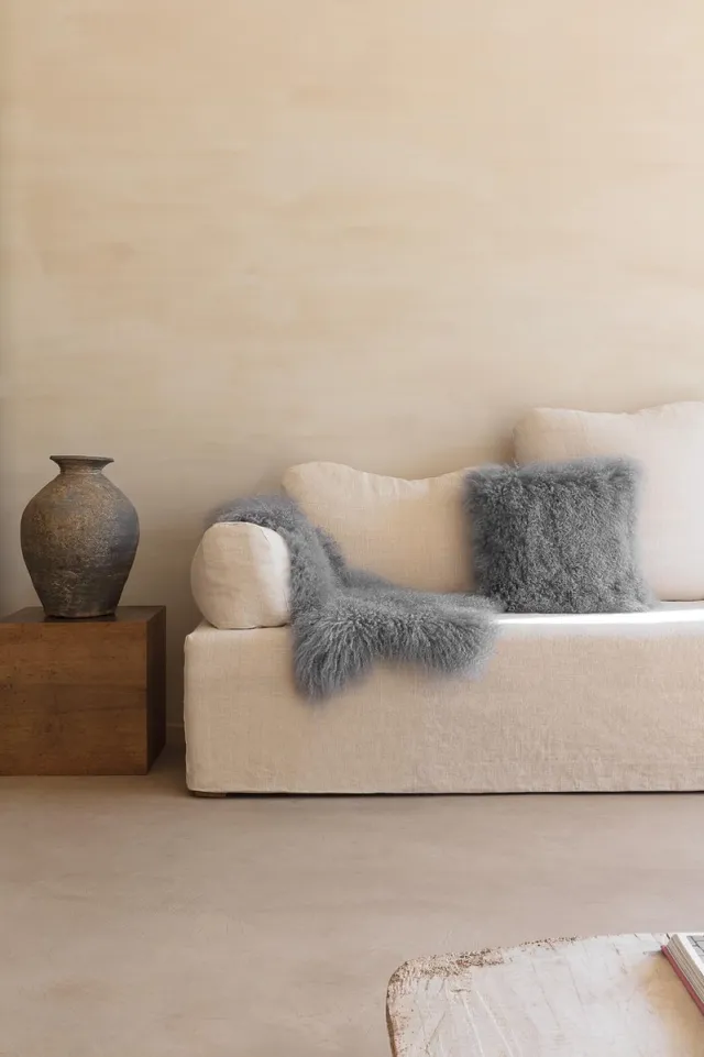 Ligne Pure Lush – kussen – wol – eco – handmade - modern – luxueus - Grijs - 45x45