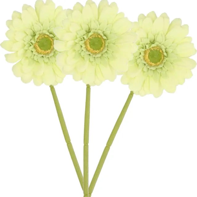 DK design Kunstbloem Gerbera - 3x - 72cm - lichtgroen - Real Touch - kunst zijdebloemen