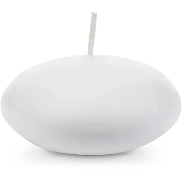 PartyDeco Drijfkaarsen rond mat wit LARGE - 8 cm - 4 stuks