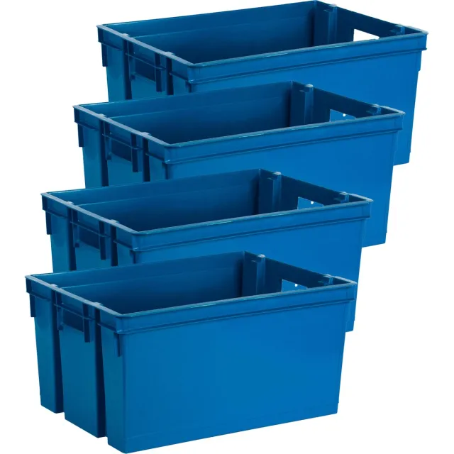EDA Opbergbox/opbergkrat 50 L - 4x - blauw - kunststof - 56 x 41 x 29 - stapelbaar/nestbaar