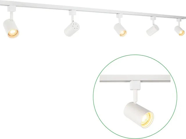 LedLoket LED 1-fase Rails | Wit | 3 Meter | Dimbaar | Incl. 5x railspots