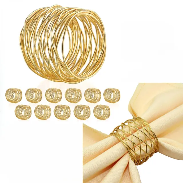 LOUZIR 12 Stuks Servet ringen - Servetringen – Servetgespen - Tafeldecoratie - Servet ringen tafeldecoratie - Gouden servetringen - servet ringen goud - Bruiloft Decoratie - Tafel Accessoire - Bruiloft Decoratie – Tafelversiering - LOUZIR