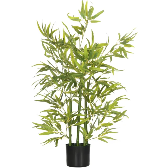 Homona Kunstbambus - 5 stammen - 504 bladeren - 90 cm - Groen
