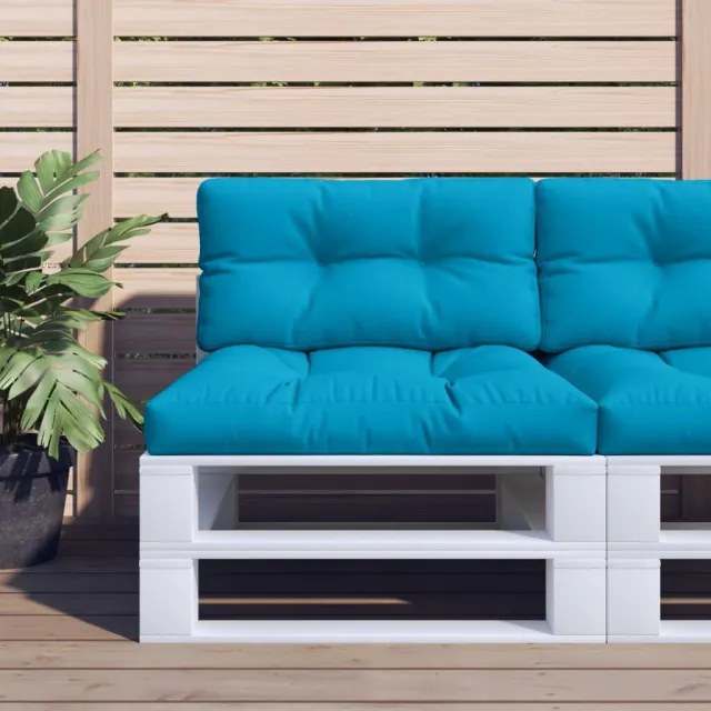 vidaXL Palletkussens 2 st stof lichtblauw blauw