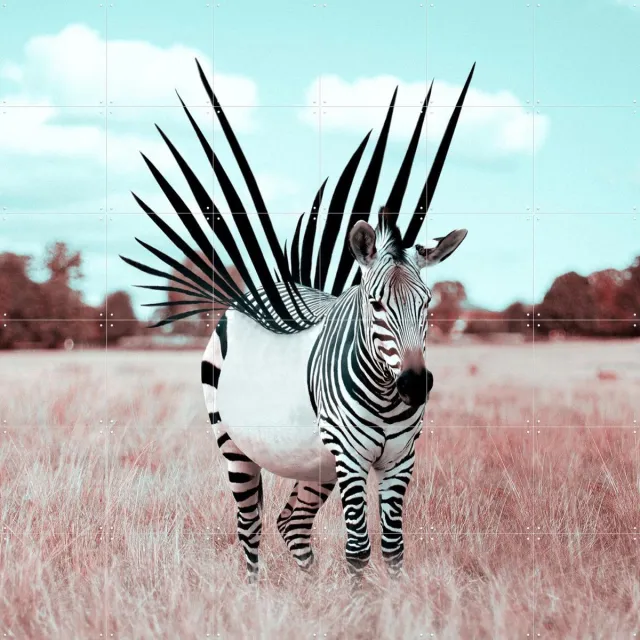 IXXI Liberty, Julien Tabet - 120 x 120 cm - Grote wanddecoratie en posters - Digitale Kunst, Fotografie, Speels, Surrealisme, Woonkamer, Wilde dieren Koele tinten / Zwart