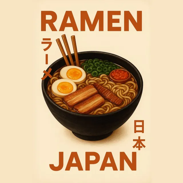 Poster Ramen Japan Poster Ingelijst A3 – Vintage Japanse Noodles Illustratie – Inclusief Zwarte Lijst – Retro Keuken Decoratie Multi colour