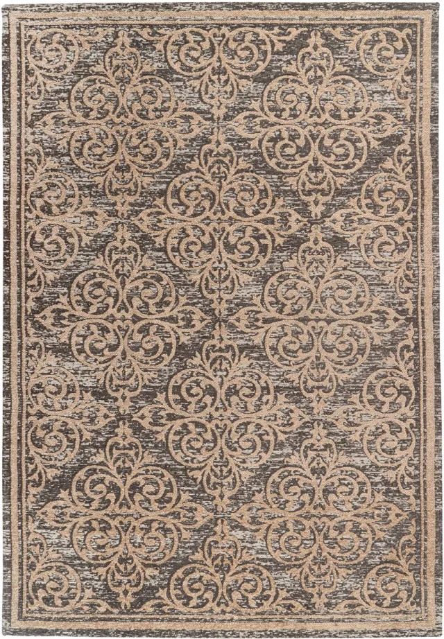 Padiro elegant laagpolig vloerkleed - donkerbeige - oosters vintage patroon - voor vloerverwarming - van polyester en katoen