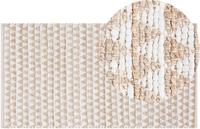 Beliani TUNCELI - Laagpolig vloerkleed - Lichtbeige - 80 x 150 cm - Katoen