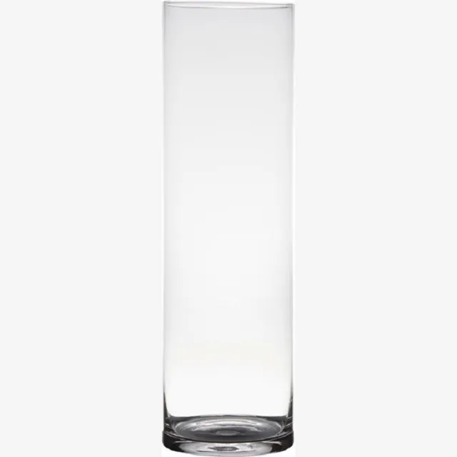 Hakbijl Glass Vaas - transparant - H50 x D15 cm - glas - cilinder vorm - vazen - bloemenvaas