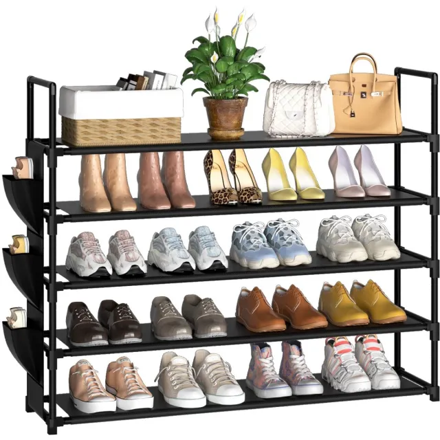 Unyqoos ® Schoenenrek met 5 Niveaus voor Optimale Schoenenopslag en Organisatie in Huis zwart
