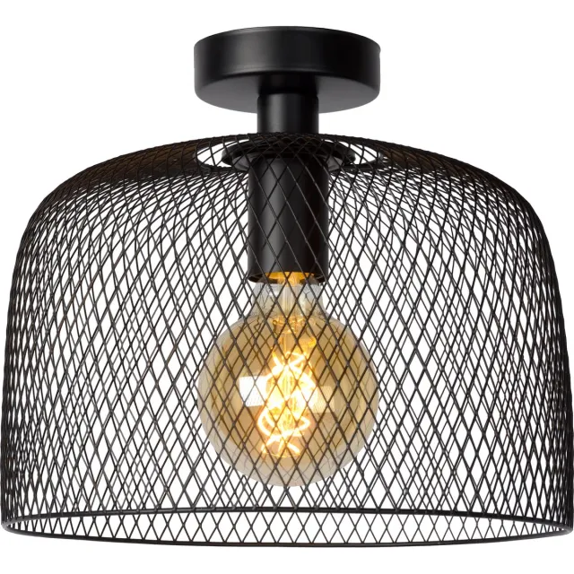 Lucide MESH - Plafonnière - Ø 29,5 cm - 1xE27 - Zwart