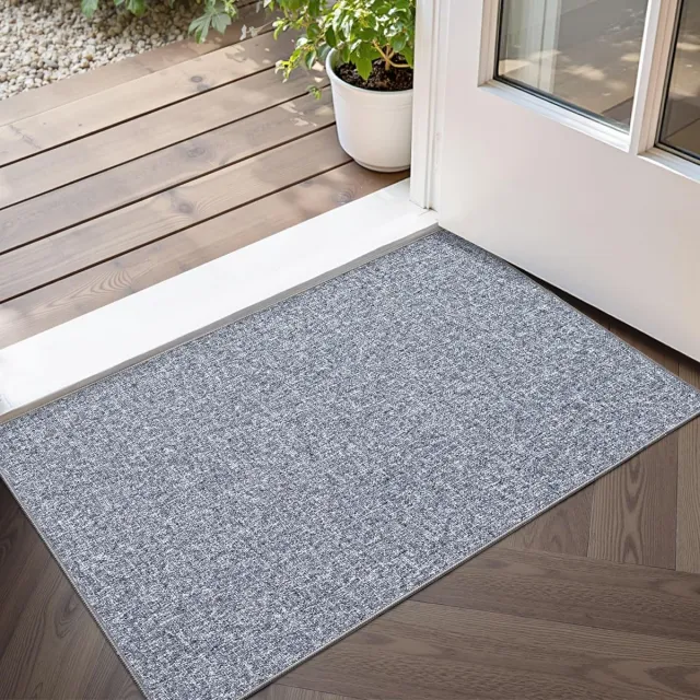 Ibenzoa Vloermat voor Binnengebruik met Antislip Eigenschappen en Wasbare Absorberende Stof, 44 x 75 cm, Lichtgrijs