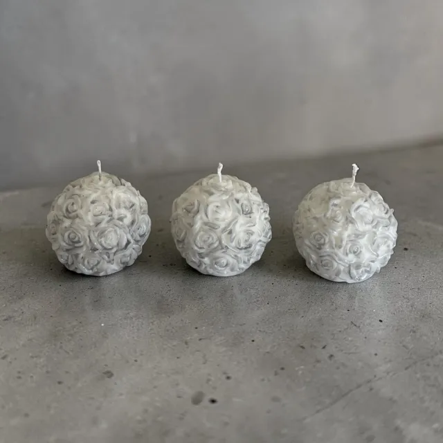 Bam Rozenkaarsen - Decoratieve Kaarsen - Zilver - 6 Stuks zilver - wit