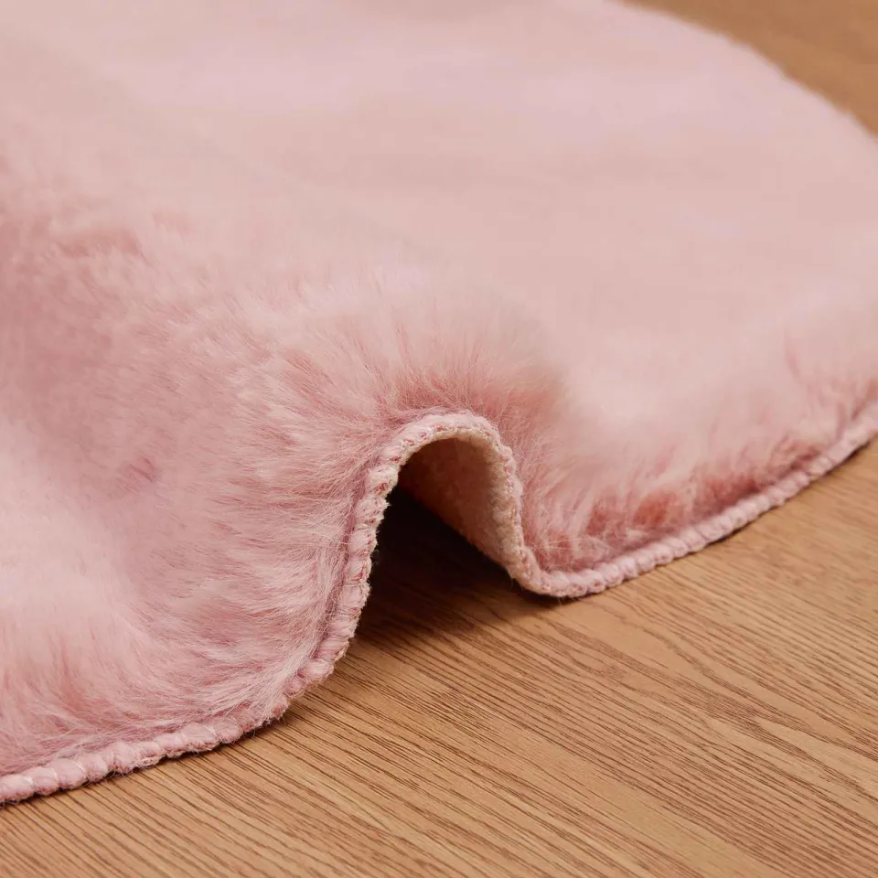 vidaXL Antislip vloerkleed van imitatie konijnenbont OLITE Roze, foto 4