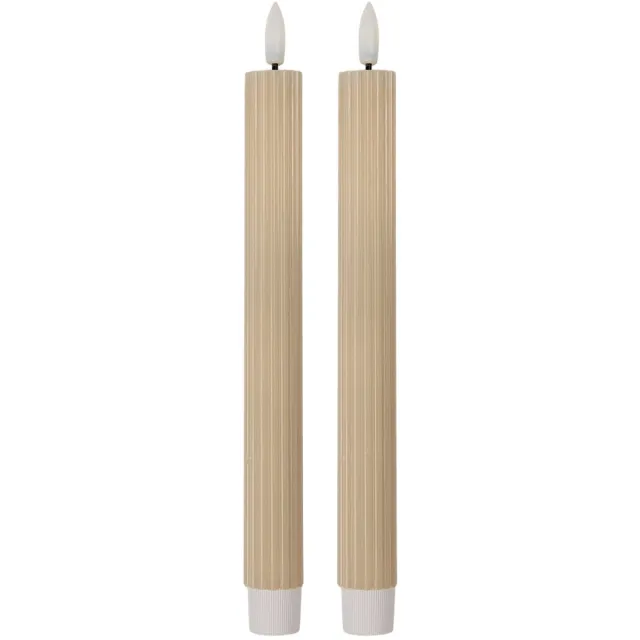 Clayre & Eef LED Dinerkaarsen set van 2 Ø 2x25 cm Beige Wax