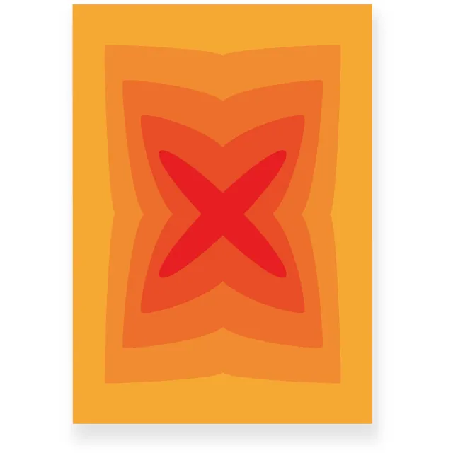 Yisual Poster 20x30 cm - Abstracte Kleurovergang - Kruis - Geel - Oranje - Vintage - Op-Art - Muurdecoratie - Wanddecoratie