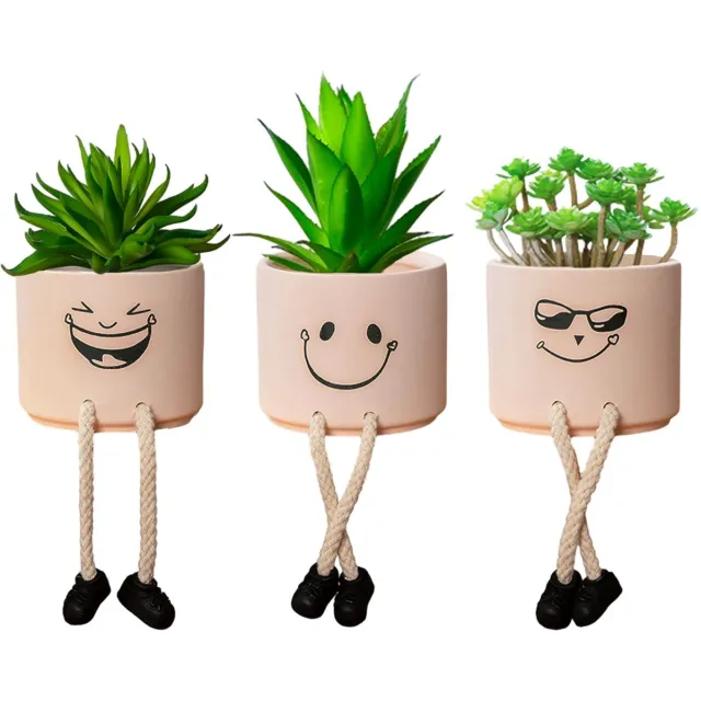 Unyqoos ® Decoratieve Miniatuurplanten voor Binnen en Buiten met Keramische Potten abc